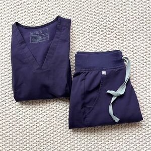 Figs Limited Edition Purple Shadow Scrub Top and Pants - XXS/XXSP